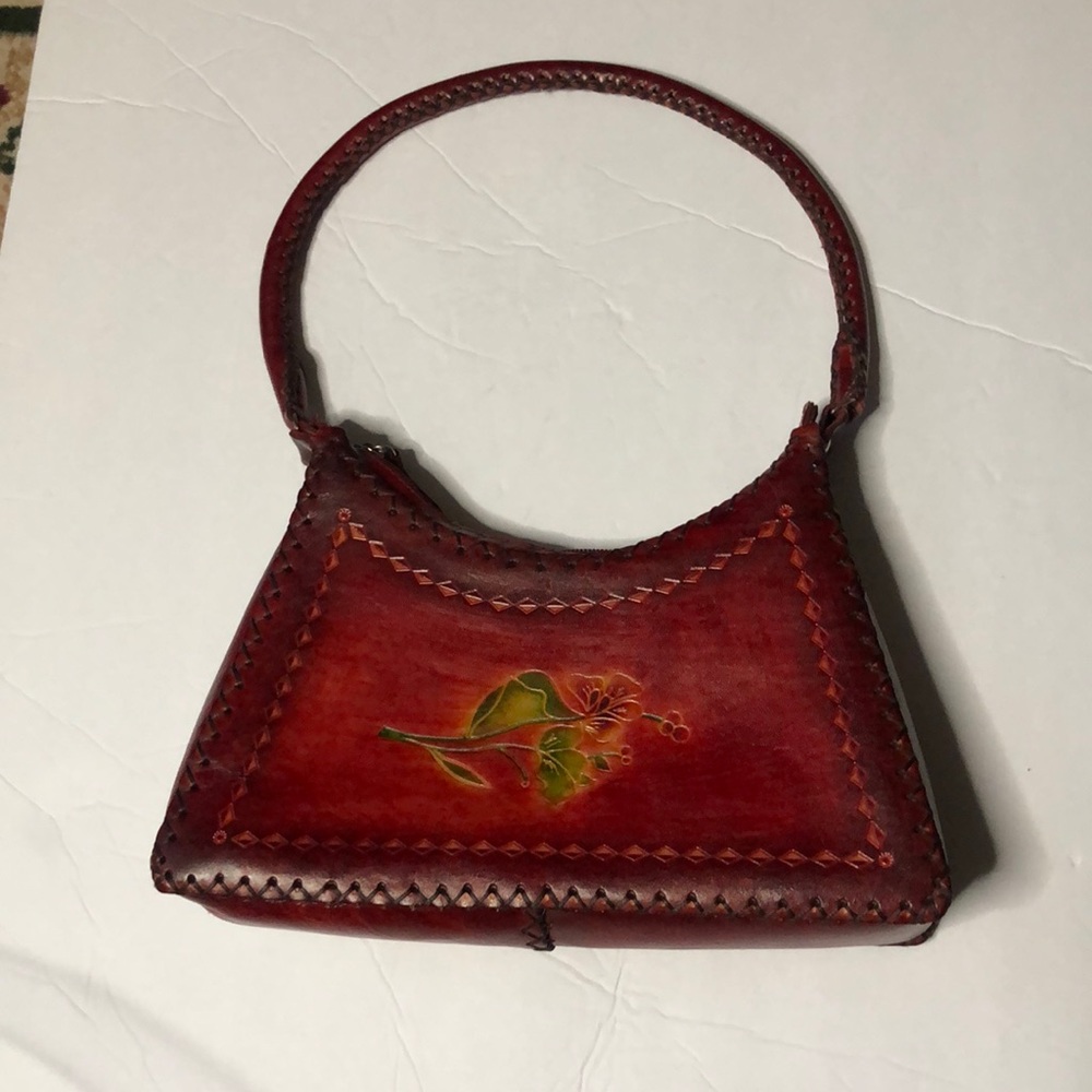 Bohemian Hippie Leather Handpainted Handbag